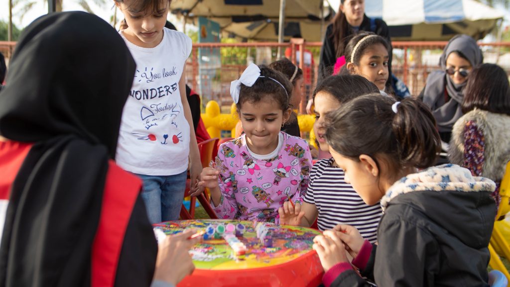 Children taking part in a craft activity at the DGS Family Festival