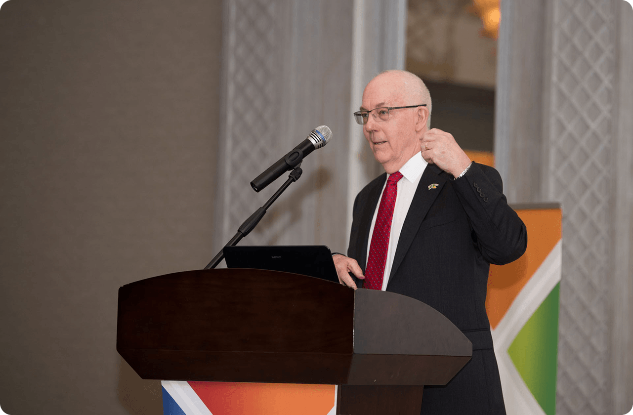 Speaker presenting at a DGS dinner meeting